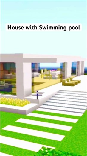 MineCraft: modern house with swimming pool #minecraft