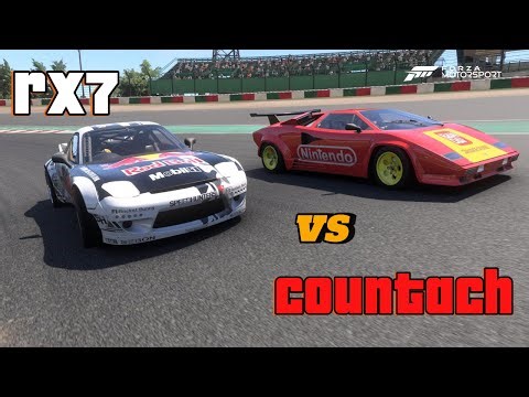 Mazda RX7 Rocket Bunny RedBull vs Lamborghini Countach LP5000 QV \\ Forza Motorsport