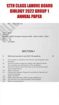 lahore board 12th class biology 2022 group 1 annual past paper