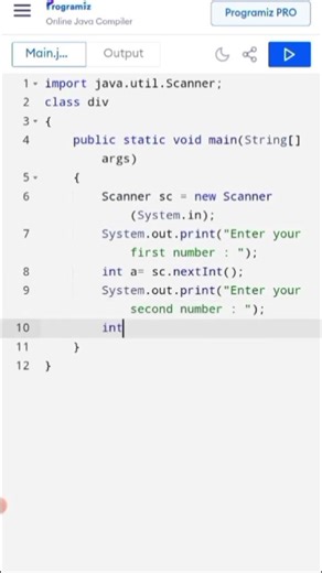 division two numbers in java #java #code #programming #reels #exposure #expose