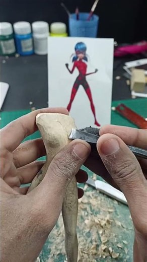 Ladybug Character 3D Wood Carving Mini work 😱😍 #shorts #viral #3dwoodcarving #anime #ladybug