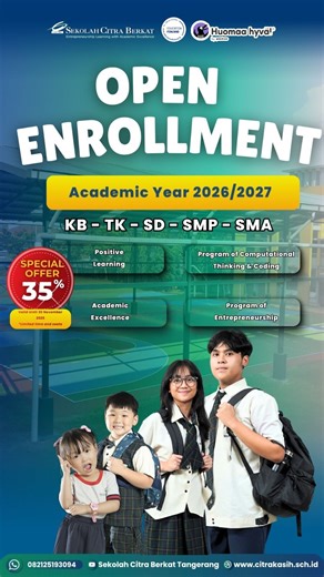 Sekolah Citra Berkat Tangerang | A brighter future starts with the right school choice ✨ Enrollment for Citra Berkat School is now open! 🎉 🔥 Enjoy a 35% OFF special promo... | Instagram