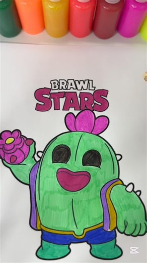 🌵🎨 Coloring Sakura Spike from Brawl Stars! 💚🌸 #brawlstars #drawing