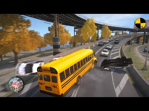 GTA 4 Crazy School Bus Crashes Ep.82