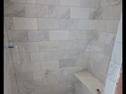 Marble Carrara Tile bathroom Part 3 close up look Installing Carrera marble tile and bench seat