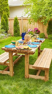 Maximize your outdoor space and impress your guests with our DIY convertible bench! https://bit.ly/homehardware-convertible-bench #HeresHow #DIY #DIYProject #DIYPicnicTable #OutdoorDIY #OutdoorLiving | Gow's Home Hardware and Furniture