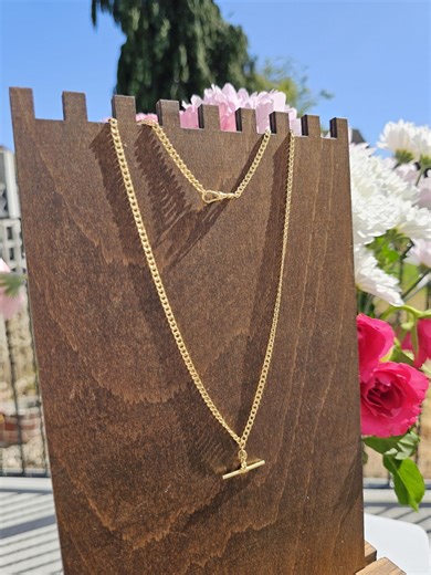 Vintage 9ct Yellow Gold T-bar Curb Chain Necklace - 18" - Etsy