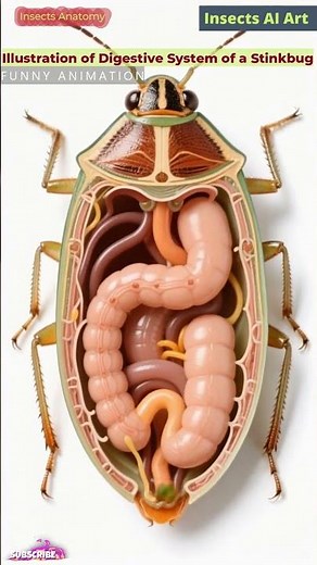 Microscopic Stinkbug Digestive System Excretion Animation | Insects AI Art | 17