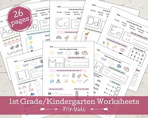 1st Grade Worksheets, Kindergarten Worksheets, Preschool Workbook, Busy Book, Alphabet Tracing, Math Worksheets, 1sth Grade Spelling - Etsy
