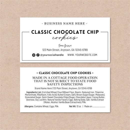 Cottage Food Label Template | Editable Canva Labels for Homemade Food Products | Compliant & Decorative Label Set | Editable Bakery Stickers - Etsy