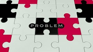 Problem Solution Puzzle jigsaw flipping solving problem business decision difficulty rotation two words Zoom in 3d Animation. 3D Illustration