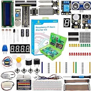 KEYESTUDIO Basic Starter Kit for Raspberry Pi 4 3 3B/2B/B+, with Tutorials C+ Python Java Code, Breadboard Solderless Electronic LCD Water Level Gas Sensor Programming