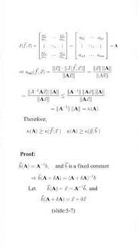 NA011: Matrix Condition Numbers(Linear System Analysis Proof)