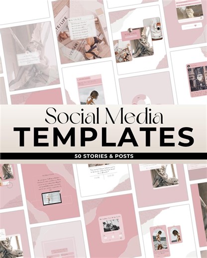 50 Editable Instagram Post Templates | Canva Social Media Bundle (Digital Download)