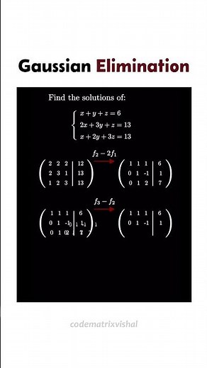 Gaussian Elimination Method | Solve Linear Equations Step by Step #maths #algebra #gaussian #method