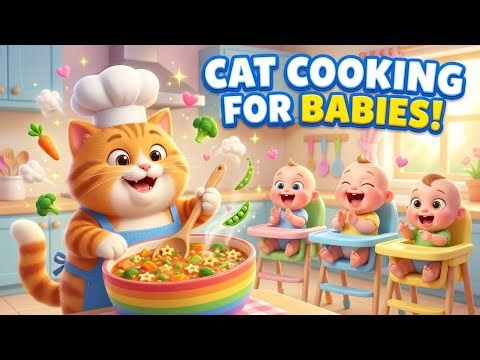 Cat Cooking for Babies | Cute Cooking Cartoon
