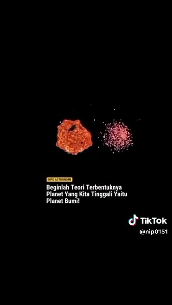 SOUND BARU😋 - - - - - - - - - -Bumi terbentuk sekitar 4,54 miliar tahun yang lalu melalui proses akresi dari nebula matahari. Proses ini melibatkan pengumpulan partikel debu dan gas di sekitar matahari muda menjadi sebuah planet. Bumi kemudian mengalami pertumbuhan melalui tabrakan dengan benda langit lain, termasuk tabrakan raksasa yang membentuk Bulan. Berikut adalah detail lebih lanjut mengenai asal usul bumi: Nebula Matahari: Bumi terbentuk dari nebula matahari, awan debu dan gas yang berpu