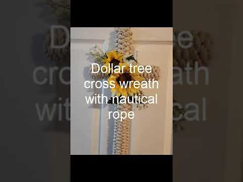 Dollar tree cross wreath with nautical rope