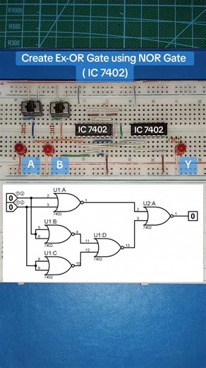 Hendriyana Jatnika on Instagram: "Create Ex-OR Gate using NOR Gate (IC 7402) #foryou #logic #electronic #elektronika #digital #education #edukasi"