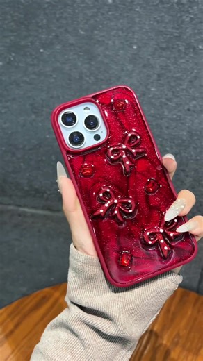 Ruby red bow case ❤️ glossy statement piece with luxury vibe. #iphone17promaxcase #iphone16promaxcase #phonecase #iphonecase HH