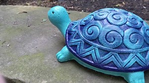 Swirly Turtle Garden Statue - Hand-painted Midnight and Aquamarine - Exquisite Concrete Decor - Etsy