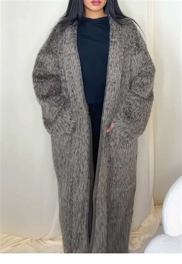 Stylish Teddy Fur Coat with Pockets for Plus Sizes