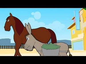 Aesop's Fables | The Horse and the Donkey | HooplaKidz