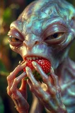 Alien Tastes a Strawberry for the First Time 🍓 | Ultra-Detailed Crunchy Fruit ASMR