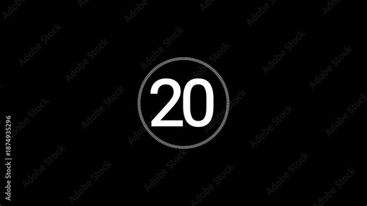 Radial countdown indicator 25 seconds animation highlighting remaining time for digital promos, call to action scenes, business marketing visuals with smooth circular animation. video 4K
