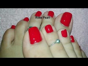 Classic Red on my Toe Nails- Pedicure Tutorial | Rose Pearl