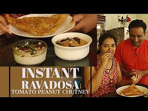 Instant Rava Dosa - Peanut Tomato Chutney - Masala Rava Dosa - Crispy Rava dosa - Breakfast Dosas