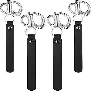 4 Pcs Quick Release Clip Shackle for SCBA Mask - Firefighter Accessories, Quick Release Snap Shackle with Leather Handle, Marine Grade 316 Stainless Steel for Rigging