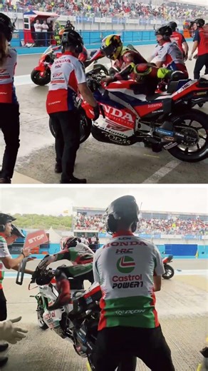 When it starts raining mid-sprint and you have to dive into the pits to swap bikes 🌧️🏍️