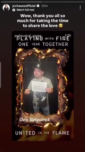 Happy 1 year Anniversary to @Playing With Fire . Great cameos included. This was shared by @JC Chasez on his stories