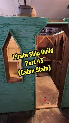 We’re making great progress! Just a little ways to go in the cabin! 🦑 ⚔️ #diyproject #pirateship #staypontooned