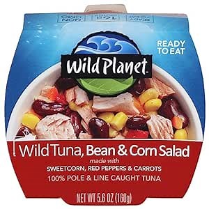 Wild Planet Ready-to-Eat Wild Tuna, Bean & Corn Salad with Organic Sweetcorn, Red Peppers and Carrots, 5.6oz, Pack of 1