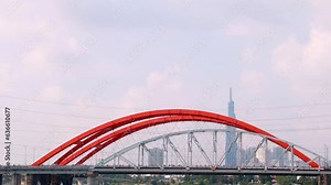 Binh Loi Bridge passes Sai Gon river in Ho Chi Minh city,Viet Nam. June 2022