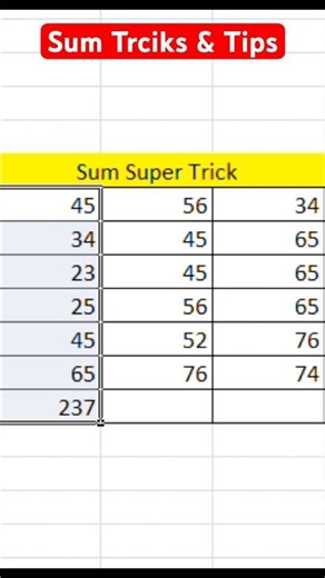 autosum in excel | Alt += | sum shortcut trick in excel 2025 #shorts #shortsvideo