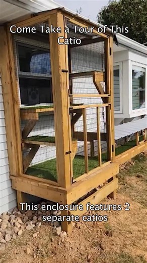 What do you think of this catio setup? 🤔🐾 This catio is 2 separate catios window catio, and a main catio all connected via 48ft of tunnel! 😻💛 #catio #catios #cat #catpatio #cathome #catlover #catlife #cats #cats_of_world | Cat Topia