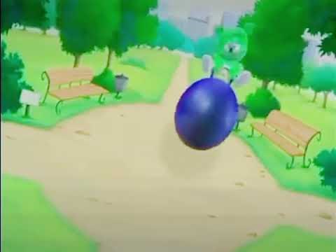 Gummy bear bouncing his Blue Hoppity hop Ball