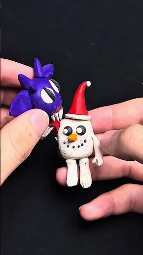 Monster Ate the Snowman ☃️😱 #clay #art #horror #plasticine