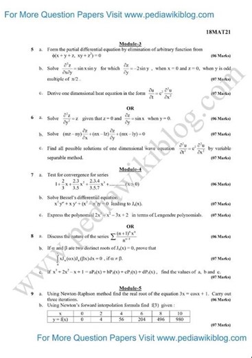 VTU BE Advanced Calculus and Numerical Methods Question Paper of January 2025 (2018 Scheme)