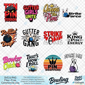 Bowling SVG PNG Bundle: 12 Vector Clipart Designs (commercial Use, Digital Download - Etsy