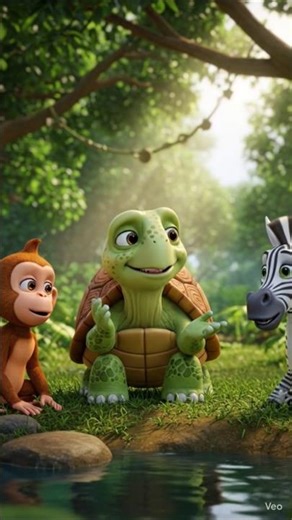 Curious Monkey 🐒, Zebra 🦓 & Wise Turtle 🐢 | Beautiful Jungle Moral Story for Kids #shorts