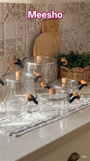Upgrade your kitchen aesthetics! ✨ Glass Cookware Set #KitchenHacks #HomeDecor #meeshofinds #shorts