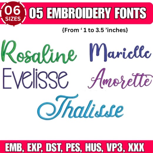 Modern Machine Embroidery Font- Monogram Script Alphabet- Satin Stitch Bundle of 5 EMB,DST, 6 Sizes Instant Download - Etsy