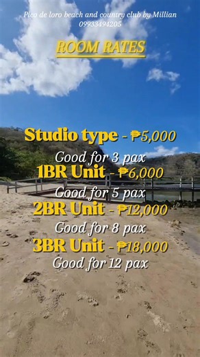Condo fee plus entrance fee for non-members 𝗚𝗨𝗘𝗦𝗧 𝗙𝗘𝗘 𝗜𝗡𝗖𝗟𝗨𝗦𝗜𝗢𝗡𝗦 •Access to Pico Beach, Country Club Infinity Pool, 3-ft. Kiddie Pool, Mini Playground •Access to Glass Chapel 360-degree view, Bridge by the Beach, Hanging Bridge •Free Pico Wifi at Country Club (fluctuates - around 15 mbps) •Free Shuttle Service (6am - 10pm daily) •Free Parking •Free use of airconditioned Country Club Lockers, Dressing rooms, and Shower •Free use of GYM/Fitness Center •Free use of Table Tennis •F
