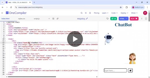 #chatbot #webdevelopment #html #css #bootstrap #javascript #frontenddevelopment #learningjourney | Kalluri Praneetha