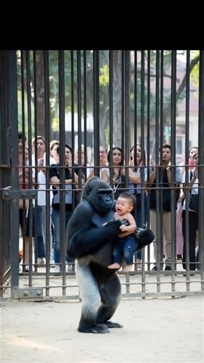 "The gorilla gently picked up the child and returned it safely to its mother. #shorts #baby