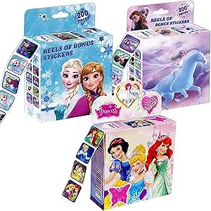 600 Pcs Roll Kids Sticker, 3 Pack in 30 Designs,1-1/2 Inch Self Adhesive Label Cartoon Stickers for Kids Teacher